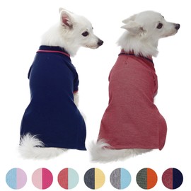 Blueberry Pet Pack of 2 Back to Basic Cotton Blend Dog Polo Shirts in Navy and Rusty Red, Back Length 16", Clothes for Dogs