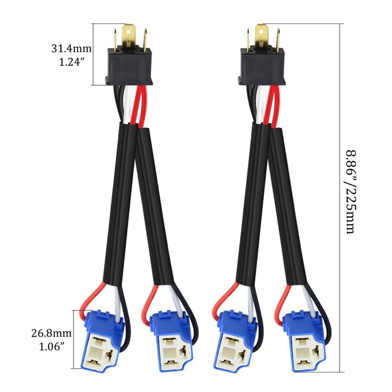 XINGYHENG 2Pcs H4 9003 Male to Female Ceramic Socket Adapter