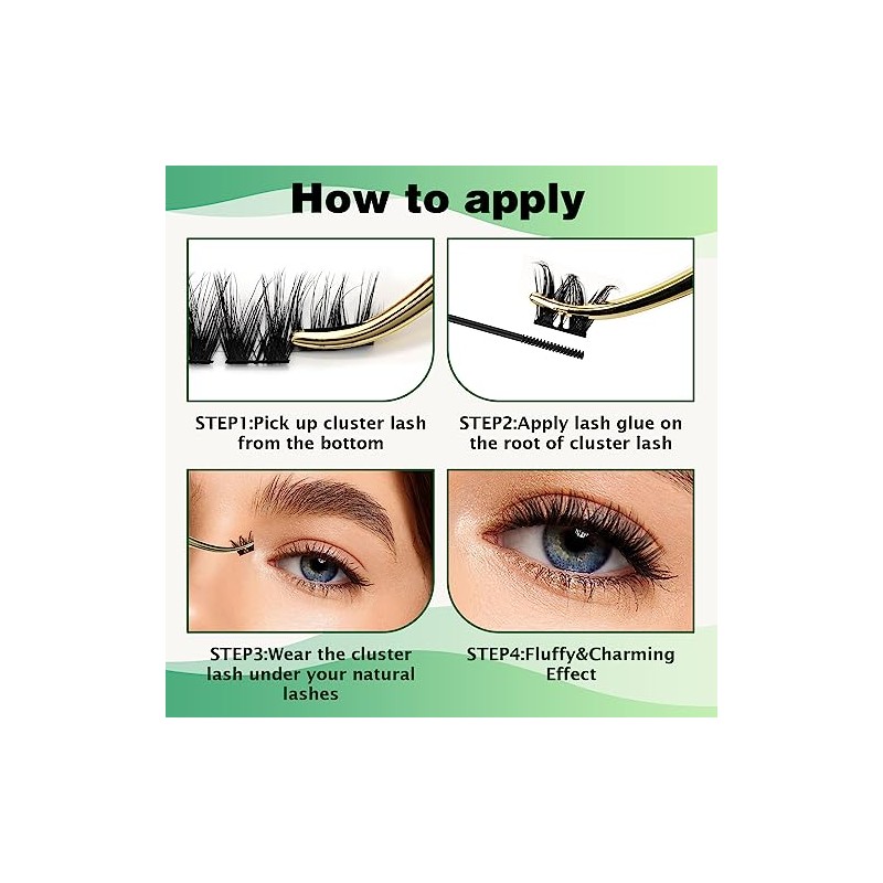 KEYYOU Lash Clusters,96 Pcs Cluster Lashes D Curl 10-18MIX DIY