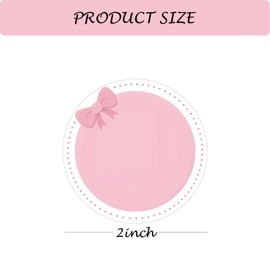500 Pcs Pink Bow Direct Thermal Labels 2inch Bowknot Coquette Label Stickers Round Self-Adhesive Printer Decals for Wedding,Name Tag,Envelope Sealing,Gift Wrapping