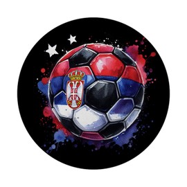 Football Serbia Flag Magnet Round Euro 2024 Fan Item - Serbia Football Magnet National Flag Red/Blue Sports Ball Decor