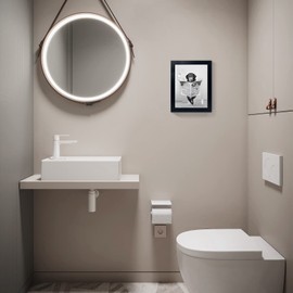 Funny Monkey Framed Wall Art in Bathtub,Black and White Canvas Monkey Wall Art Prints Farmhouse Bathroom Decor,Humor Animals Bathroom Painting Canvas Rustic Style Artwork(8"x10", Framed)