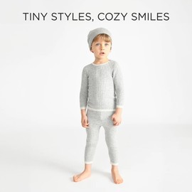 7AM Baby Leggings for Toddlers - Hug Me Collection All Day Comfort Unisex Kids Pants, Cotton Ribbed Knit Design | Ultra Soft Heather Grey