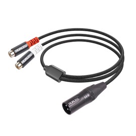 HUALEU 1FT XLR to 2 RCA Y Splitter Patch Cable, Dual RCA Female to XLR Male,XLR Male to Dual RCA Female Audio Cable Adapter for Speaker Condenser Mic Mixer AMP,
