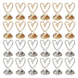 beinkmake 24Pcs Heart Shaped Pins Gold Silver Alloy Floral Backs Hollowed Lapel Brooches for Women Cardigan Collar Dress Christmas Birthday Jewelry Gift