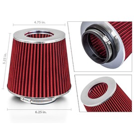 Mortar Aftermarket Auto Air Filter Replacement - Car Enthusiast Class Universal Cold Air Intake Gulps in More Air for More Engine Power & Passionate Induction Sound, 3 In, Black