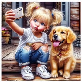 Kulvci Diamond Painting Kits for Adults, Dog Diamond Art Kits for Beginners, 5D DIY Full Drill Gem Craft for Home Decor Gift 12x12inch