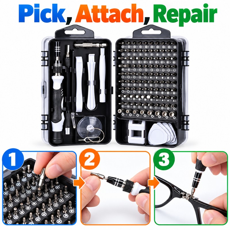 Precision Screwdriver Set for Home Electronics Repairs - Interchangeable Bits