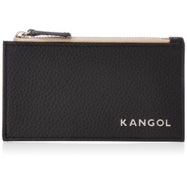 Kangol Coin Purse, Metal Logo, Luxury Soft Shrink Leather, Bicolor Fragment Case, Coin Case, Black