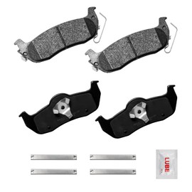 Fraxle Rear Ceramic Brake Pads Set with Hardware For 2005-2010 Jeep Grand Cherokee, Commander, 2004-2015 Nissan Titan, Pathfinder, Armada, Infiniti QX56