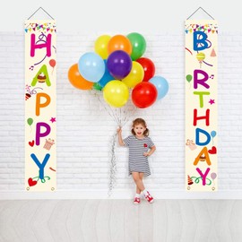 Costume Bay Vertical Happy Birthday Door Banner Party Decoration for Birthdays, Events, Celebrations, Colorful Happy Birthday Banner for Home and Party Decor (Vertical Happy Birthday Door Banner, ONE)