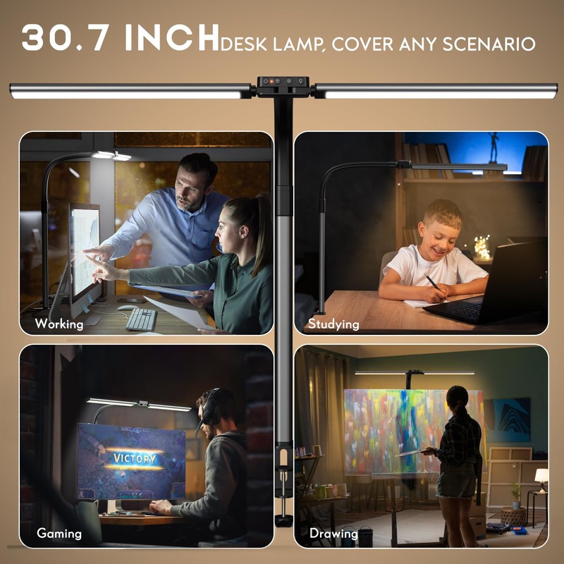 Quntis Desk Lamp for Home Office, 30.7'' Double Head Architect