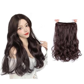 Neckline Wig, Natural Women's Wig, Curly Hair, One Touch, Curl, Point Wig, Partial Wig, Long Wig, Long Hair, Curly, Natural Heat Resistant, Fashionable (Dark Brown)