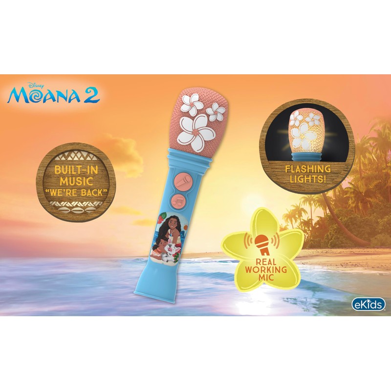ekids Disney Princess Moana Toy Microphone for Kids, Musical Toy