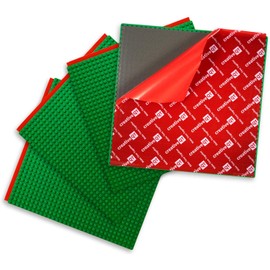 Creative QT Peel-and-Stick Baseplates - Self Adhesive Building Brick Plates - Compatible with All Major Brands - 4 Pack - Green - 10 inch x 10 inch