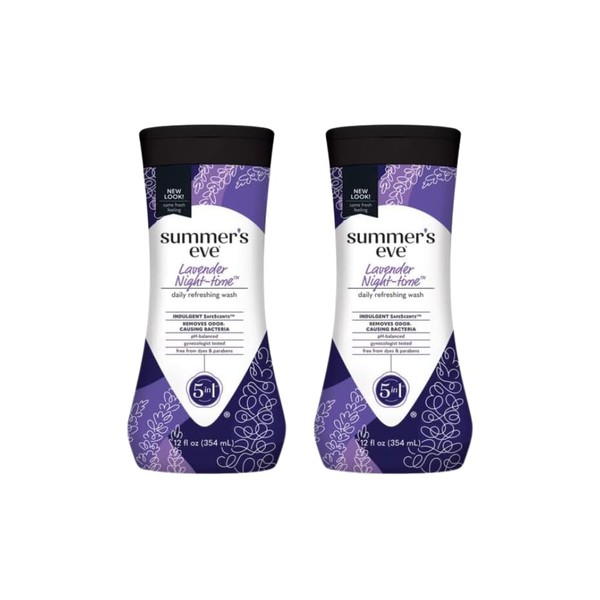 Summer's Eve Night-Time Cleansing Wash for Sensitive Skin Lavender 12 Ounce- 2 Pack
