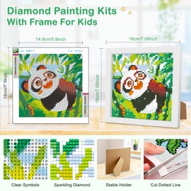 MOGTAA Diamond Painting Kits for Adults with Frame, Panda Diamond Art Kits for Beginners, DIY Diamond Dots Animal Art Craft for Home Decor 7.1x7.1Inch