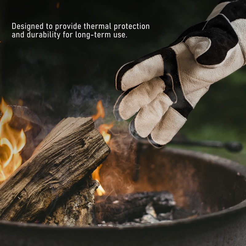 YESWELDER 23.6 Inches 932℉,Leather Forge MIG Welding Gloves, with Kevlar