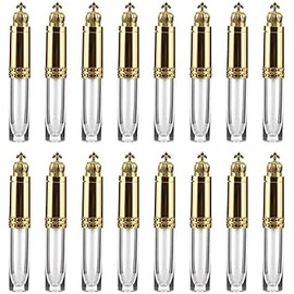Botellas para Brillo de Labios 8ml, Plástico, 16 Piezas Dorado, Forma Única, Recargables y Reutilizables, para Elaborar Cosméticos, Uso en Labiales