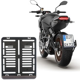 1 x License Plate Holder with 3D Carbon Look Stripes DE for License Plate Format 180 x 200 mm 18 x 20 cm for Motorcycle Scooter (with 3D Carbon Look Stripes)