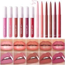 Lipstick And Lip Liner Set | Liquid Lipstick Set - Luxurious Plumping Lip Set, Long-Lasting Liquid Lipstick Set, 6 Lip Liners + 6 Lipsticks, For Defined Lips