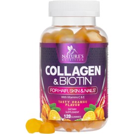 Collagen Gummies with 2500mcg Biotin, Vitamin C & Zinc - Hydrolyzed Collagen Peptide Type 1 & 3 Supplement - Advanced Hair, Skin & Nail Growth Support for Women & Men, Gluten Free, Non-GMO - 120 Count