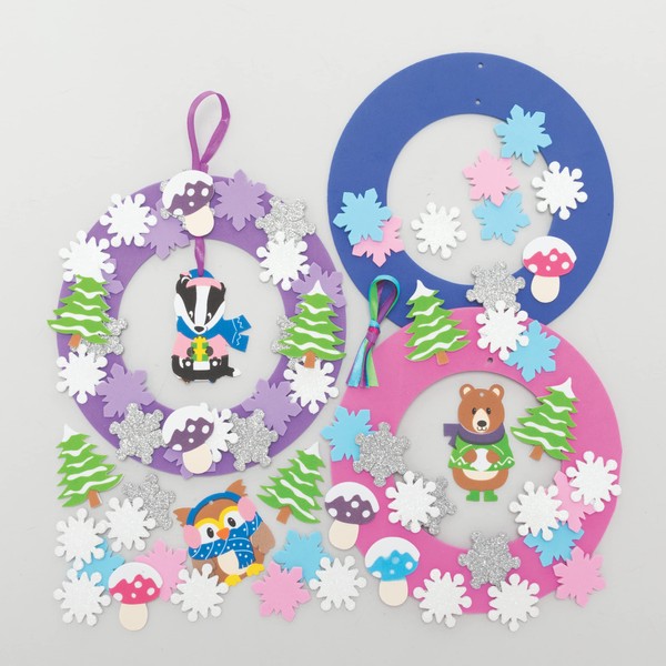 Baker Ross FC291 Winter Forest Animal Foam Wreath Craft Set
