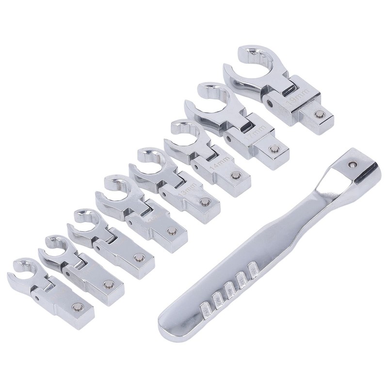 TICFOX Crows Foot Wrench Set, Flex-Head Ratcheting Wrench Set Replaceable