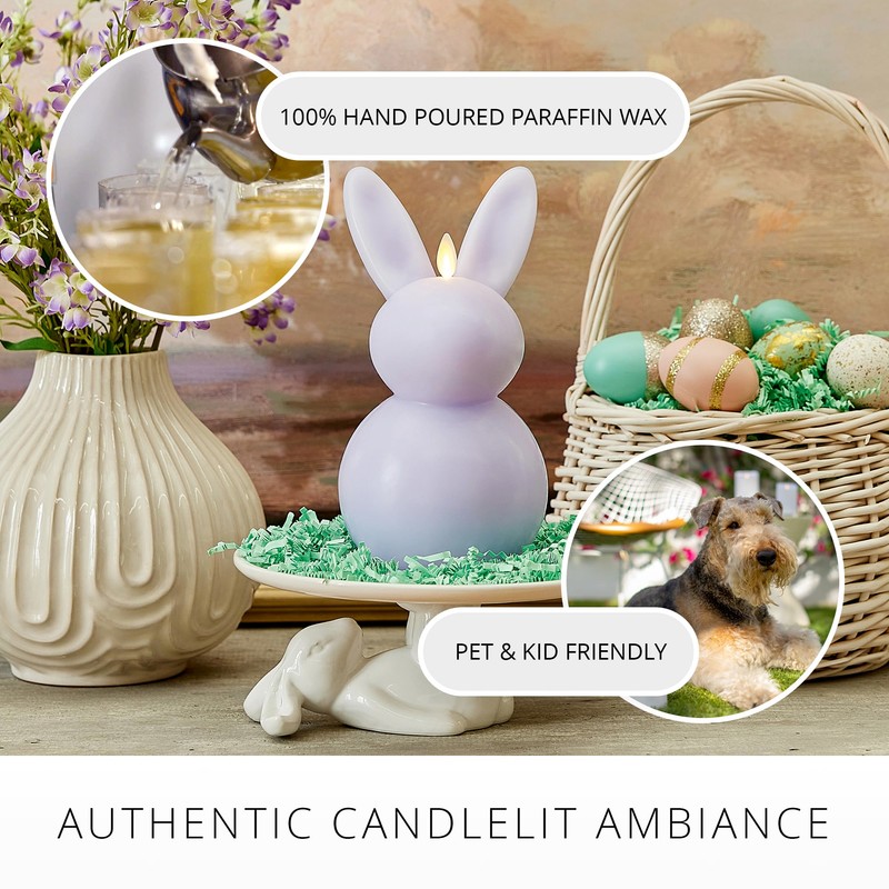Luminara Easter Bunny Candle- Gentle Lavender 4.8" x 8"- Flameless