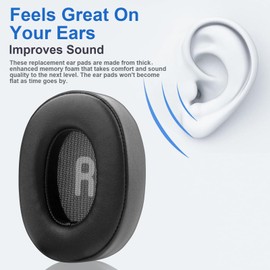 Tune 750BT Ear Pads Replacement Ear Cushions Compatible with JBL Tune 700BT 710BT 700BTNC 750BT 760BTNC Headphones Protein Leather High-Density Memory Foam Earpads Earmuffs Ear Cups Cover (Black)