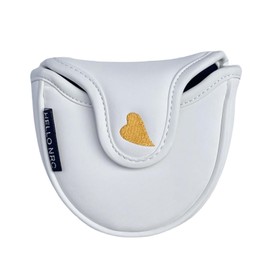 Golf Mallet Putter Cover with Magnetic Closure, Mallet Putter Headcover PU Leather Golf Putters - New Golf Club Covers Mallet Headcover, Skull Style Golf Gifts for Men (White)