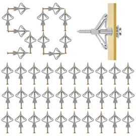 JOYOLA Pack of 50 Self-Drilling Plasterboard Dowels, Plasterboard Dowels Cavity Dowels with Screws and Butterfly Cavity Dowels Expansion Screw for Plasterboard Plasterboard Hollow Wall
