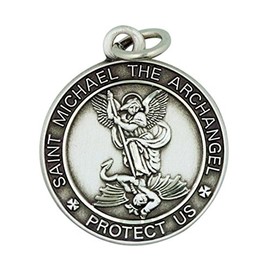 H&M Saint Michael Medal 13/16 Inch Sterling Silver Protect Us Pendant