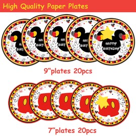 XXDecor 80 Pcs Red Cartoon Birthday Party Plates, Happy Birthday Dessert Plates Napkins Forks Tableware Kit for Boys 1st 2nd 3rd 4th 5th 6th Bday Party Decorations Supplies (20 Guests)