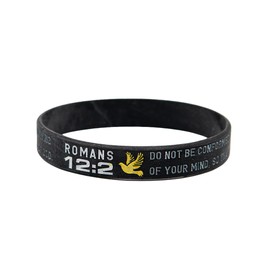 LG Gifts Ltd. Rubber Bible Verse Bracelet (Romans 12:2) | Rubber Band Bracelet with Romans 12:2 Bible Verse, Christian Jewelry