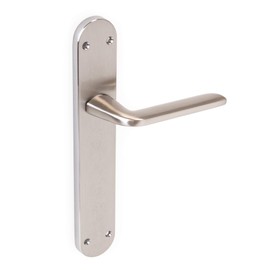 Emuca - Internal Door Handles, Set of Internal Door Handles with 43x250mm (1,7x9,9 inch) Backplate, Aluminium and zamak, Satin Nickel.