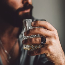 Black Cool Rings for Men Pentagram Signet Rings Demon Devil Satanic Symbol Rings Retro Style Band Rings Hip Hop Jewelry