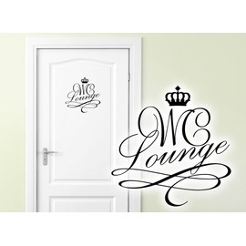 Grandora W881 Wall Sticker Door Sticker Toilet Lounge with Crown I Black (W x H) 14 x 14 cm I Bathroom Toilet Sticker Wall Sticker Door