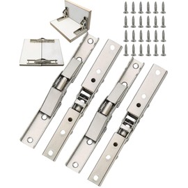 XWHLXY 90 Degree Folding Door/Shelf Hinge Soft Close for Cabinet Doors & Shelves&Toy Box, Hidden Bracket, Metal Closing Hinge (4-Piece)