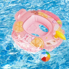 Baby Inflatable Pool Float Cartoon Swimming Ring,Pink Baby Swimming Float Inflatable Seat with Water Gun Inflatable Float for baby Kids Infant Boys Girls 1-5 Years