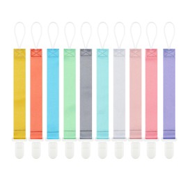 Babeine Neutral Pacifier Clips, 10 Pack Binkie Paci Holder for Pacifiers, Teethers and Holiday Gift, Solid Color