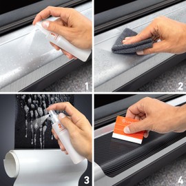 Luxshield Car Door Sill Protector for Skoda Superb Combi 4 (IV) NZ5 I 2023-2025 - Protective Film Car Door Accessories Trim Paint Protection Film Carbon Black