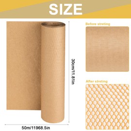 TEUYOE Honeycomb Paper Roll, Packaging Material, Bubble Wrap Alternative for Shipping and Moving, Sustainable Packaging Material (30 cm x 50 m)