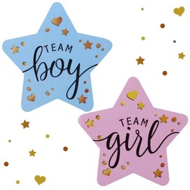 Forbidden Road 80PCS Gender Reveal Stickers Team Boy and Team Girl Labels for Gender Reveal Parties and Party Decorations (Star)