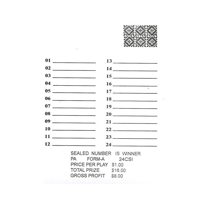 4 - # 24 Sure Tip Boards (1-24) Bingo/Jar Tickets