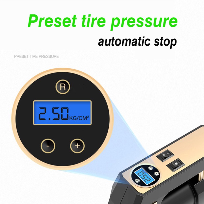 Portable Auto Air Pump Compressor Tire Inflating Tool with 3