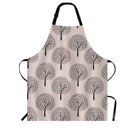 Beabes Bare Tree Kitchen Apron Abstract Brown Leaves Nature Forest Landscape Repeated Pattern Cooking Bib Apron for Chef Restaurant Home Cleaning Serving Painting 27" X 31"