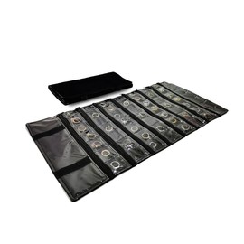 SCIKHEFT Travel Jewelry Roll Bag Portable Organizer Pouch With Grids&PVC Cover Storage Bags for Necklace, Bracelet, Bracelet,Ring, Badge, Pendant