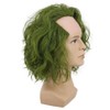 VGbeaty Adult Men Bald Short Bob Curly Dark Green Joker