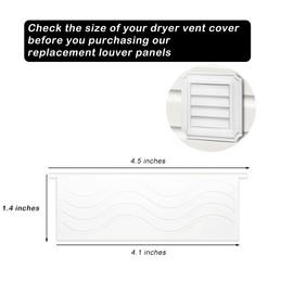 Olamochi Replacement Louver Panels for 4-Inch Dryer Vent Covers - ABS Plastic (4 Pack) - 4.1" L x 1.4" W (White)